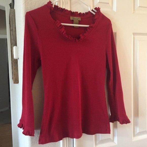 Peck and Peck Weekend red top L - Picture 1 of 5